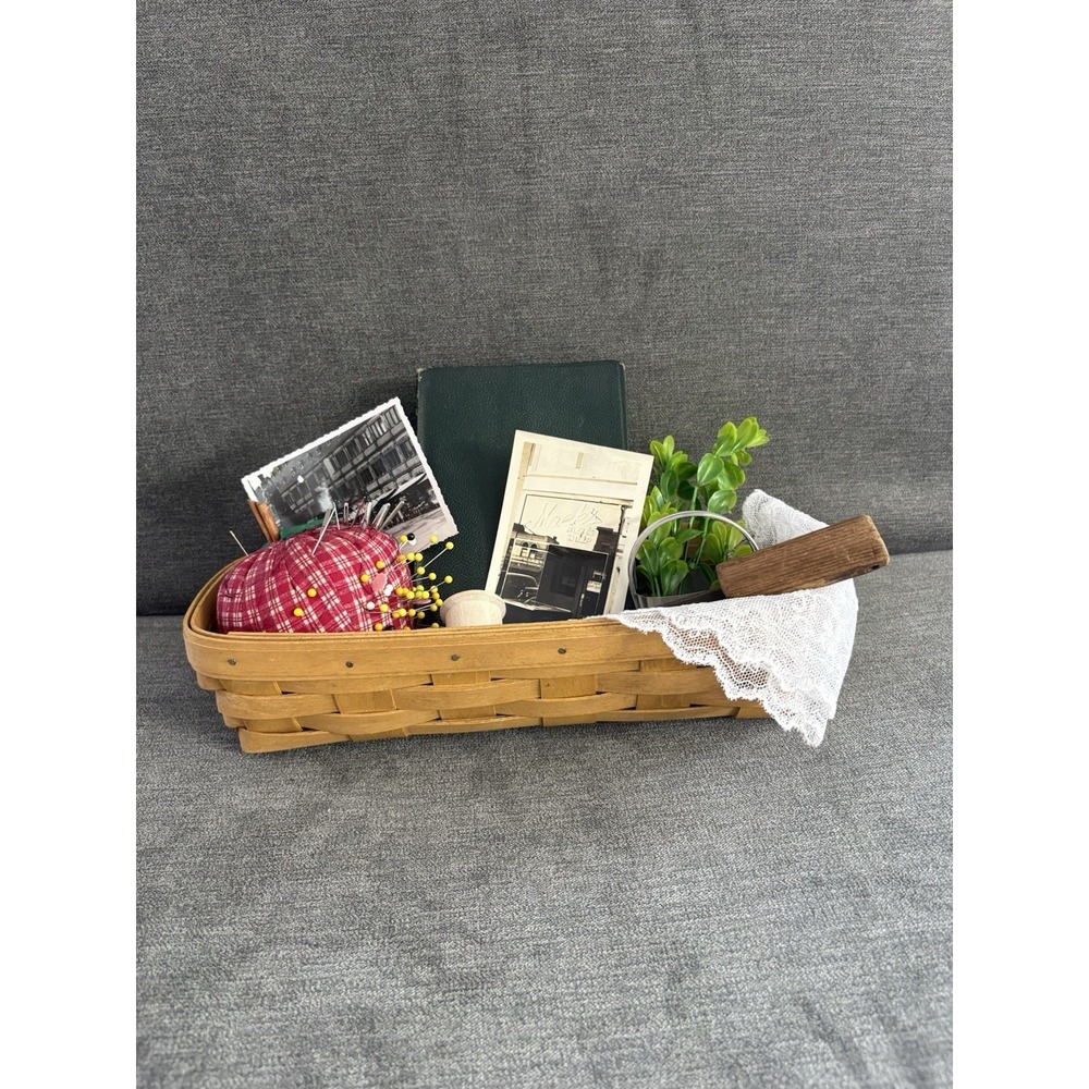 Vintage Upcycled Repurposed Primitive Vignette Tabletop Decor Longaberger Basket